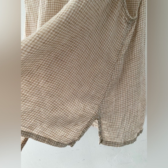 Eileen Fisher Cream100%linen Sleeveless Blouse Sleeveless Button-Up Shirt L/G - Picture 9 of 13